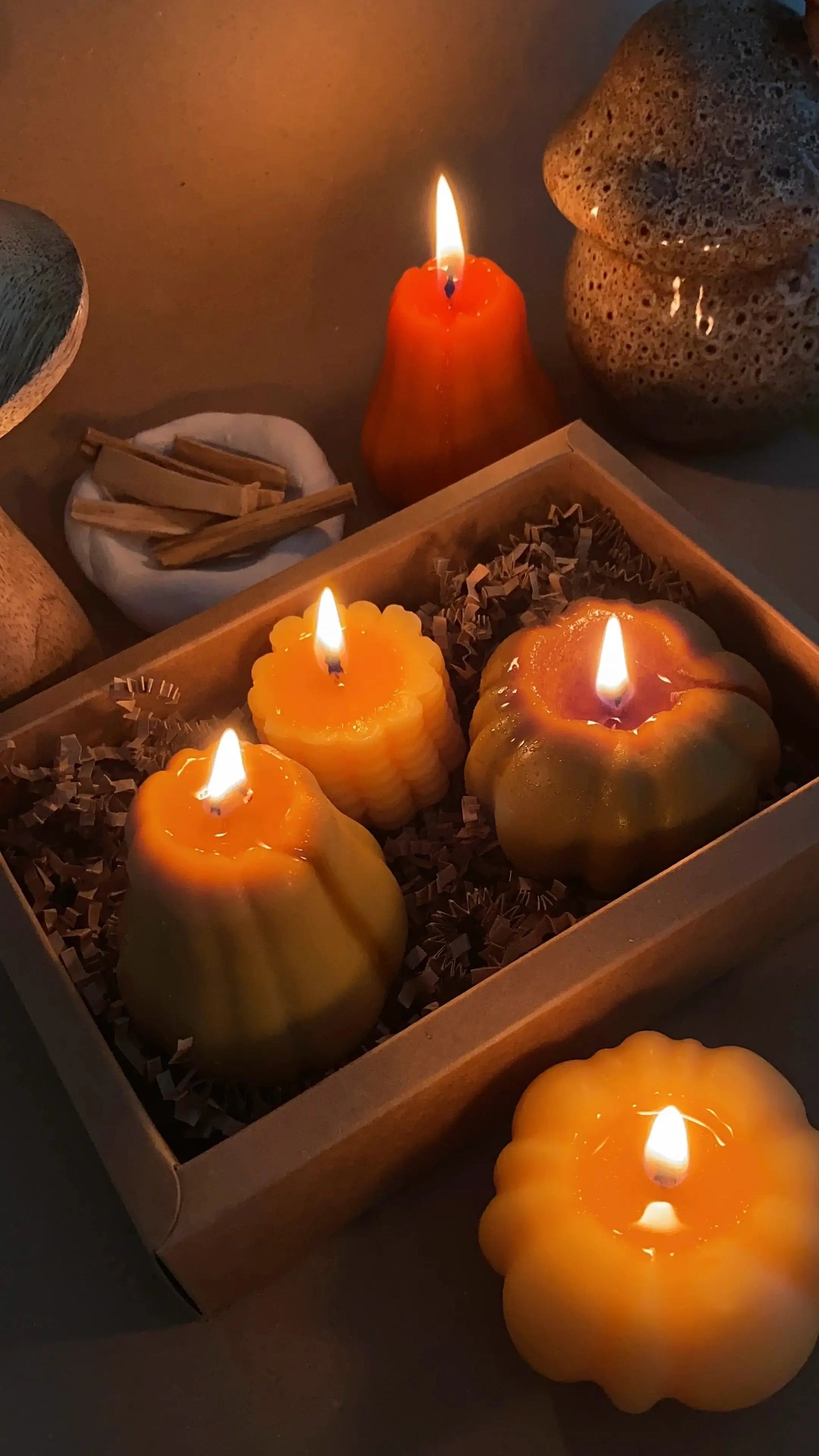 Autumn Box - Szójaviasz gyertya szett dans le jardin.