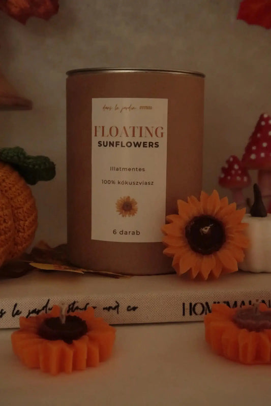 Floating Sunflowers - Szójaviasz lebegő gyertya dans le jardin.