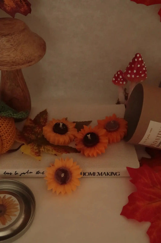 Floating Sunflowers - Szójaviasz lebegő gyertya dans le jardin.