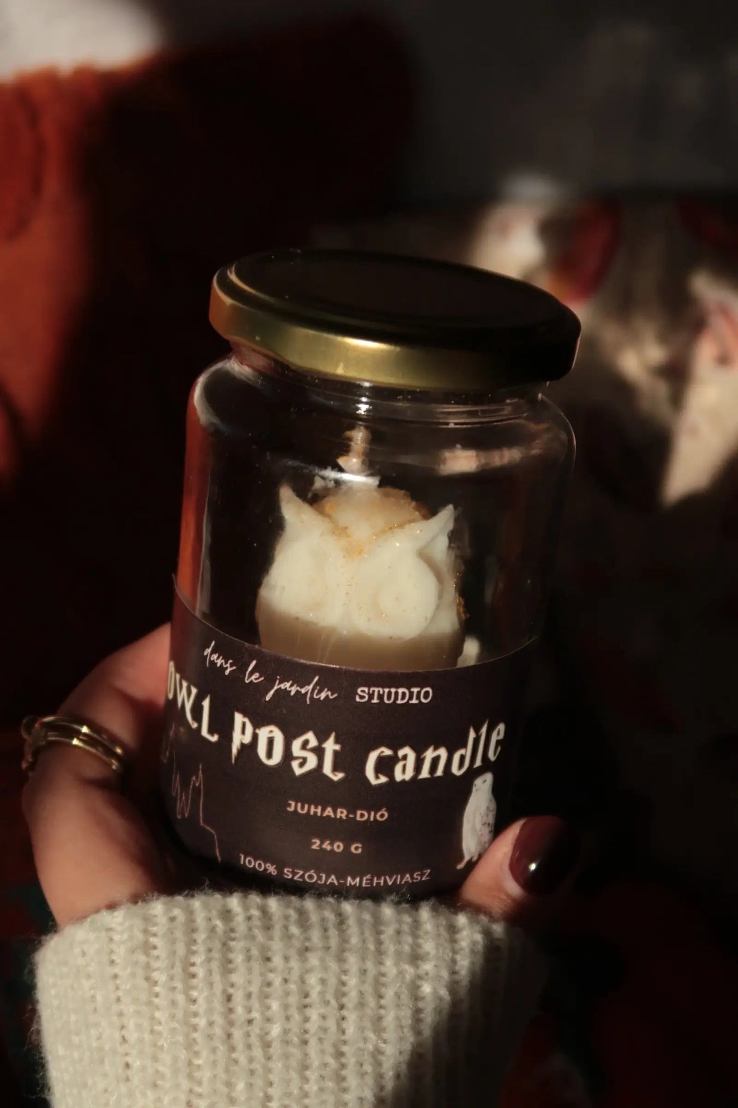 Owl post candle - Tégelyes gyertya dans le jardin.